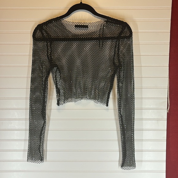 Pull & Bear  Women’s Black Sparkling Sheer Top - Picture 4 of 5